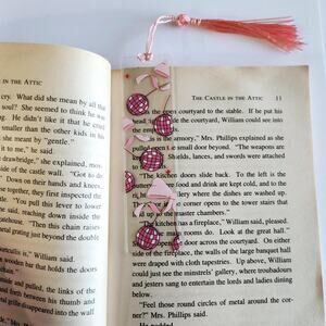 Disco Ball Cherry Print Bookmark Acrylic Pink Cute Coquette Bookish Gift For Her